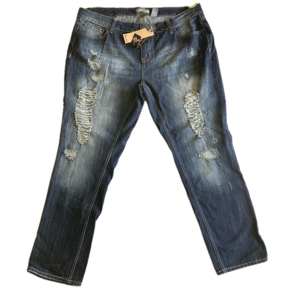 Soundgirl Jeans Juniors 20 Blue Rocker Low Rise Skinny Distressed Stretch NWT